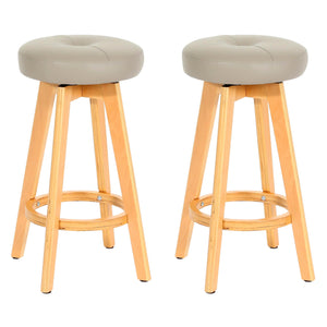 2er-Set drehbare Barhocker Holz Kunstleder helle Beine taupe
