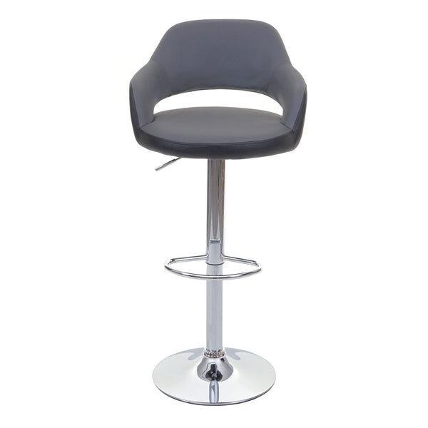 2er-Set Barhocker drehbar mit Lehne Kunstleder grau-schwarz