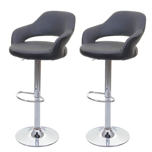 2er-Set Barhocker drehbar mit Lehne Kunstleder grau-schwarz