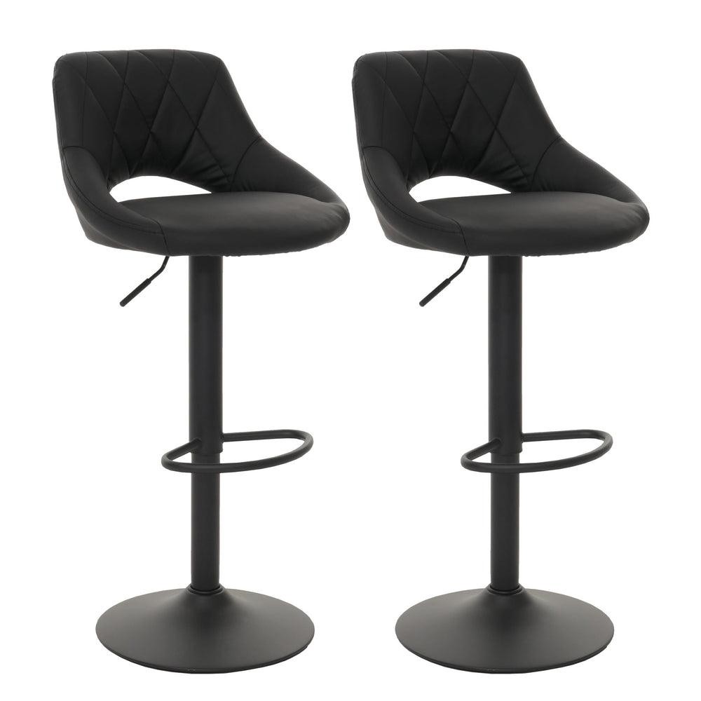 2er-Set Barhocker drehbar Kunstleder mit Fussablage schwarz