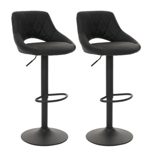 2er-Set Barhocker drehbar Kunstleder mit Fussablage schwarz