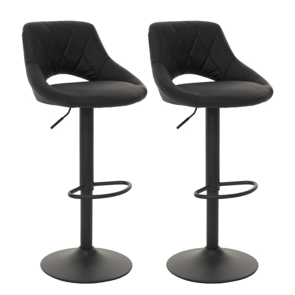 2er-Set Barhocker drehbar Kunstleder mit Fussablage schwarz