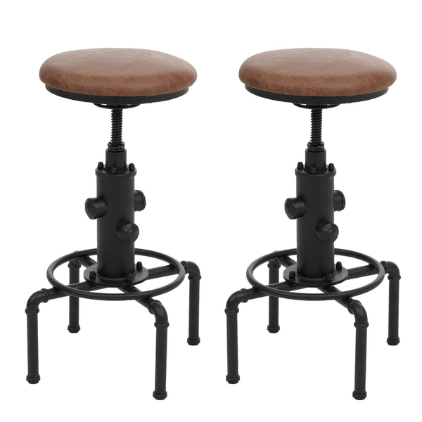 2er-Set Barhocker höhenverstellbar drehbar Industrial braun