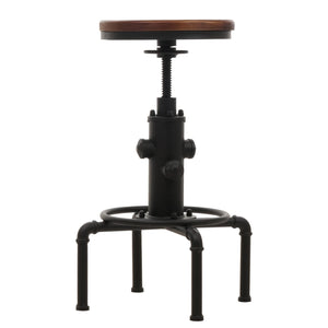 2er-Set Barhocker höhenverstellbar drehbar Industrial Eisen Massivholz braun