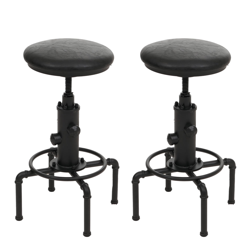 2er-Set Barhocker höhenverstellbar drehbar Metall Kunstleder schwarz