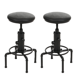 2er-Set Barhocker höhenverstellbar drehbar Metall Kunstleder schwarz