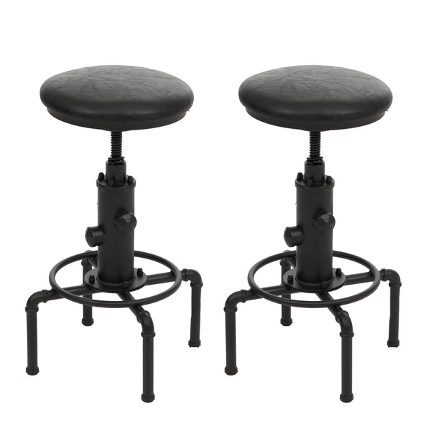2er-Set Barhocker höhenverstellbar drehbar Metall Kunstleder schwarz