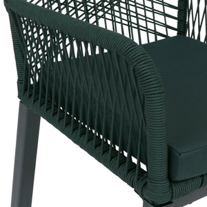 2er-Set Barhocker Outdoor mit Sitzpolster Seilgeflecht grün