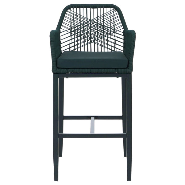 2er-Set Barhocker Outdoor mit Sitzpolster Seilgeflecht grün