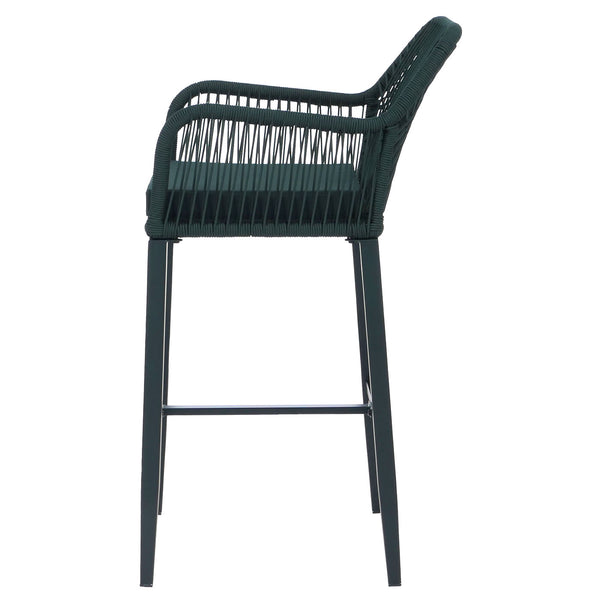 2er-Set Barhocker Outdoor mit Sitzpolster Seilgeflecht grün