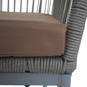 2er-Set Barhocker Rope Outdoor Seilgeflecht Metall hellgrau taupe