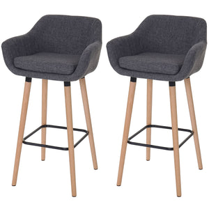 2er-Set Barhocker Tresenhocker Textil grau