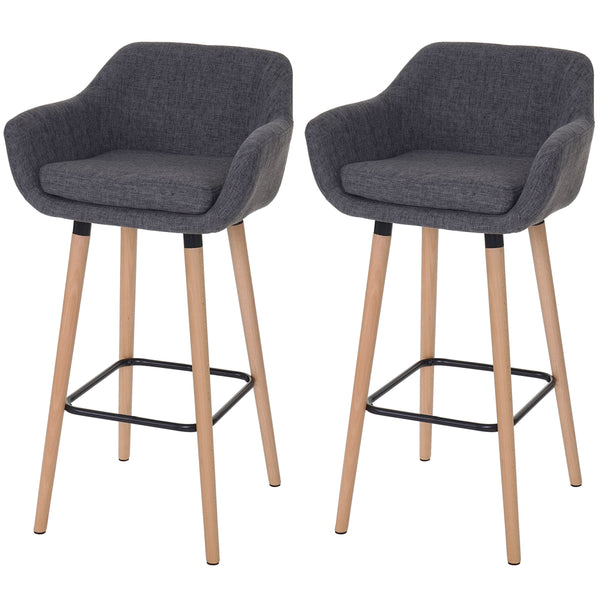 2er-Set Barhocker Tresenhocker Textil grau