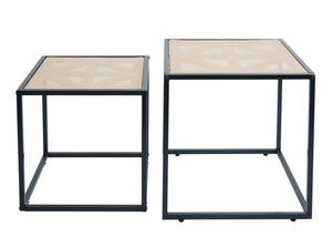 2er-Set Beistelltische Rattan-Optik Wohnzimmertisch Loungetisch
