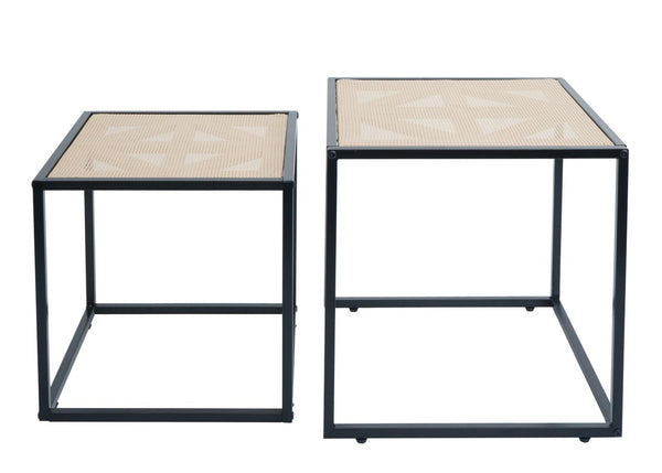 2er-Set Beistelltische Rattan-Optik Wohnzimmertisch Loungetisch
