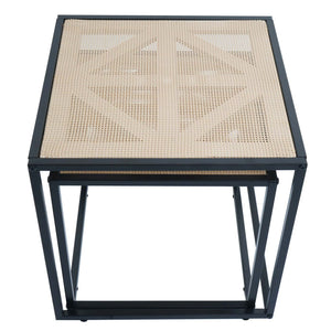 2er-Set Beistelltische Rattan-Optik Wohnzimmertisch Loungetisch
