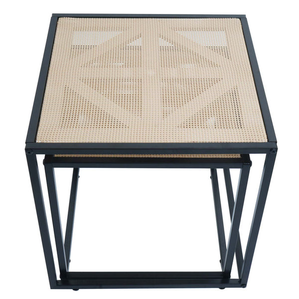 2er-Set Beistelltische Rattan-Optik Wohnzimmertisch Loungetisch