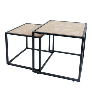 2er-Set Beistelltische Rattan-Optik Wohnzimmertisch Loungetisch