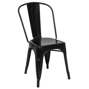 2er Set Bistrostühle Metall Industriedesign stapelbar schwarz