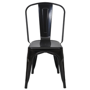 2er Set Bistrostühle Metall Industriedesign stapelbar schwarz
