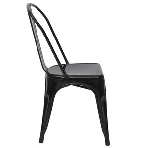2er Set Bistrostühle Metall Industriedesign stapelbar schwarz