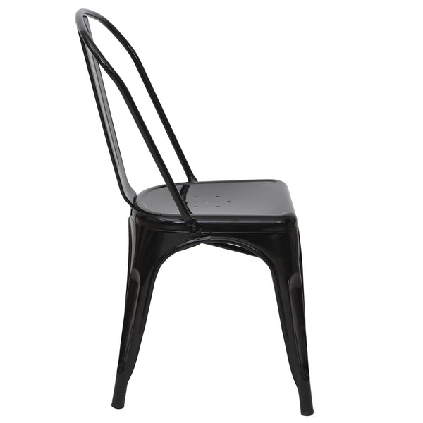 2er Set Bistrostühle Metall Industriedesign stapelbar schwarz