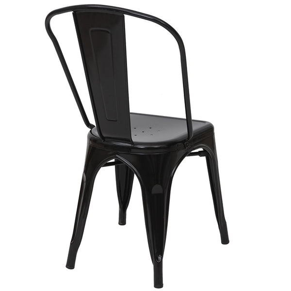 2er Set Bistrostühle Metall Industriedesign stapelbar schwarz