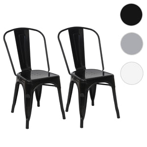 2er Set Bistrostühle Metall Industriedesign stapelbar schwarz