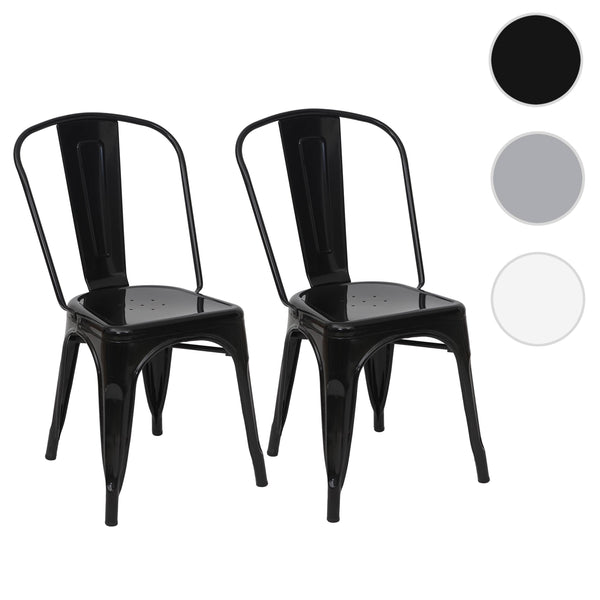 2er Set Bistrostühle Metall Industriedesign stapelbar schwarz