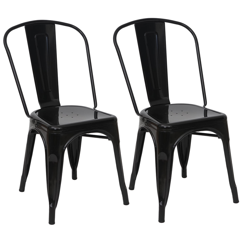 2er Set Bistrostühle Metall Industriedesign stapelbar schwarz