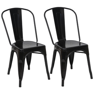 2er Set Bistrostühle Metall Industriedesign stapelbar schwarz