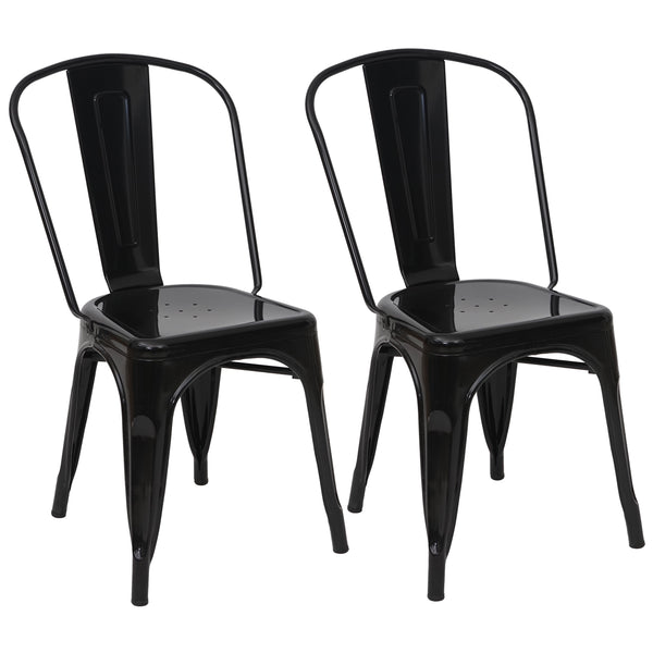 2er Set Bistrostühle Metall Industriedesign stapelbar schwarz