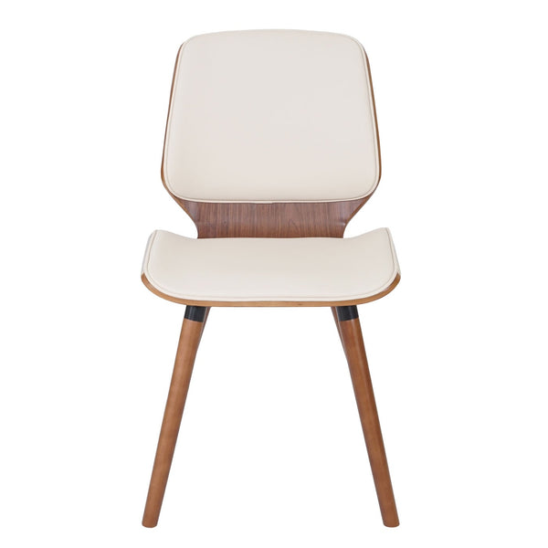 2er-Set Esszimmerstuhl Bugholz Retro Walnussoptik Kunstleder creme