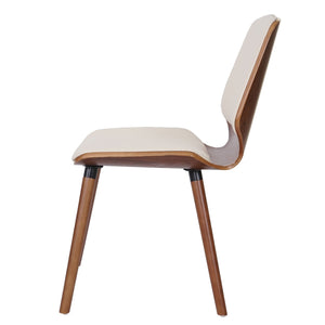2er-Set Esszimmerstuhl Bugholz Retro Walnussoptik Kunstleder creme