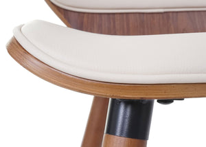 2er-Set Esszimmerstuhl Bugholz Retro Walnussoptik Kunstleder creme