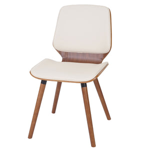 2er-Set Esszimmerstuhl Bugholz Retro Walnussoptik Kunstleder creme