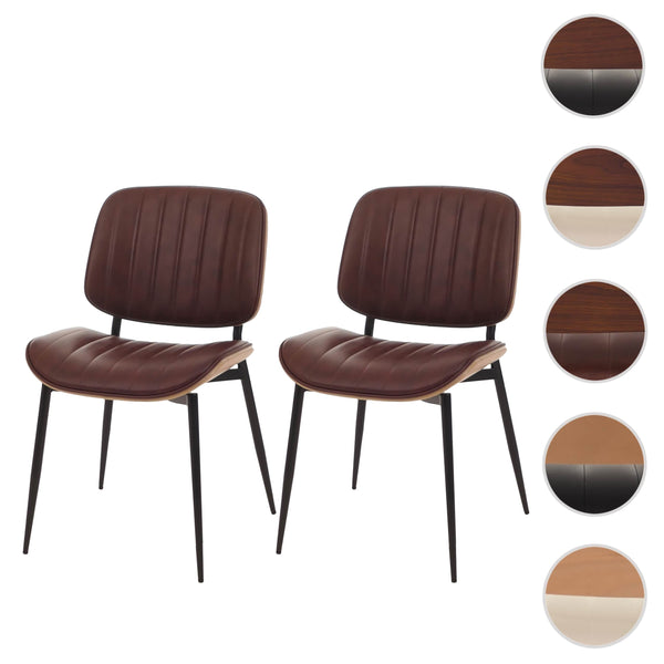 2er-Set Esszimmerstühle Bugholz Kunstleder Öko-Tex natur braun