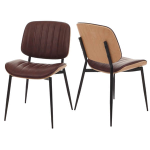 2er-Set Esszimmerstühle Bugholz Kunstleder Öko-Tex natur braun