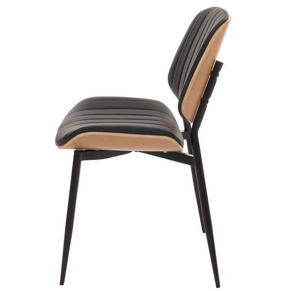 2er-Set Esszimmerstühle Bugholz Kunstleder Öko-Tex natur schwarz
