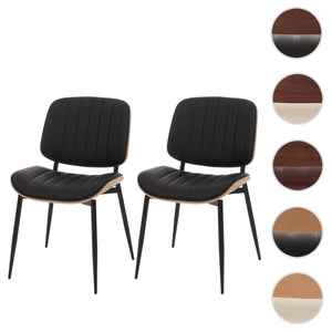 2er-Set Esszimmerstühle Bugholz Kunstleder Öko-Tex natur schwarz