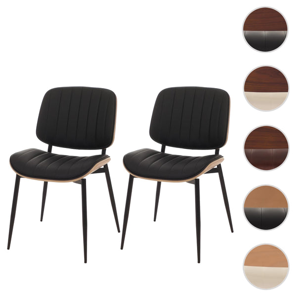 2er-Set Esszimmerstühle Bugholz Kunstleder Öko-Tex natur schwarz