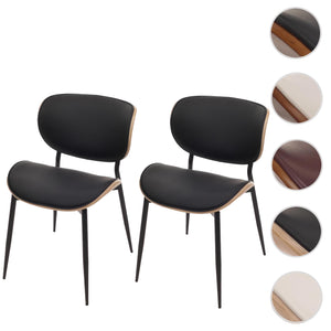 2er-Set Esszimmerstühle Bugholz Kunstleder Öko-Tex natur/schwarz