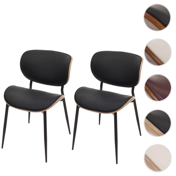 2er-Set Esszimmerstühle Bugholz Kunstleder Öko-Tex natur/schwarz