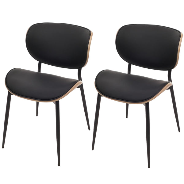 2er-Set Esszimmerstühle Bugholz Kunstleder Öko-Tex natur/schwarz