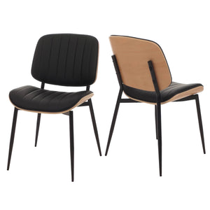 2er-Set Esszimmerstühle Bugholz Kunstleder Öko-Tex natur schwarz