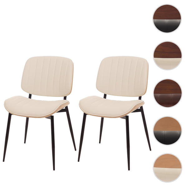 2er-Set Esszimmerstühle Bugholz Kunstleder Öko-Tex natur weiss