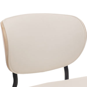 2er-Set Esszimmerstühle Bugholz Kunstleder Öko-Tex natur/weiss