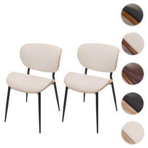 2er-Set Esszimmerstühle Bugholz Kunstleder Öko-Tex natur/weiss