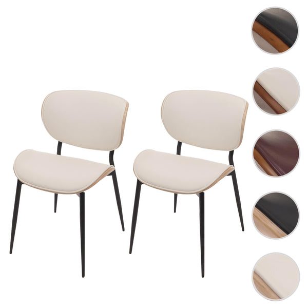 2er-Set Esszimmerstühle Bugholz Kunstleder Öko-Tex natur/weiss
