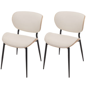 2er-Set Esszimmerstühle Bugholz Kunstleder Öko-Tex natur/weiss